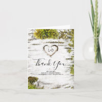 Rustic Woodland Birch Heart Wedding Vielen Dank