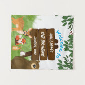 Rustic Woodland Birthday Party Forest Animals Wandteppich (Vorderseite (Horizontal))