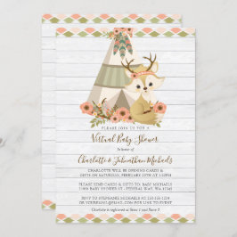 Rustic Woodland Boho Virtual Baby Dusche Einladung
