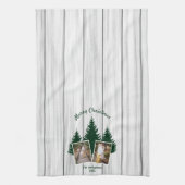 Rustic Woodland Christmas Photo Geschirrtuch (Vertikal)