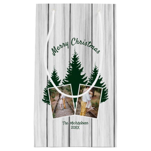 Rustic Woodland Christmas Photo Kleine Geschenktüte (Vorderseite)