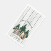 Rustic Woodland Christmas Photo Serviette (Ecke)