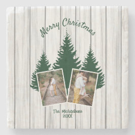 Rustic Woodland Christmas Photo Steinuntersetzer