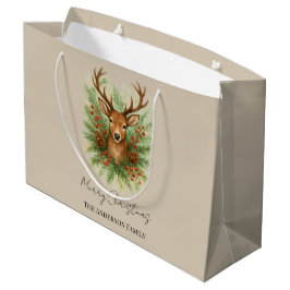 Rustic Woodland Deer Head with Winter Foliage -  Große Geschenktüte