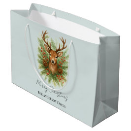 Rustic Woodland Deer Head with Winter Foliage -  Große Geschenktüte