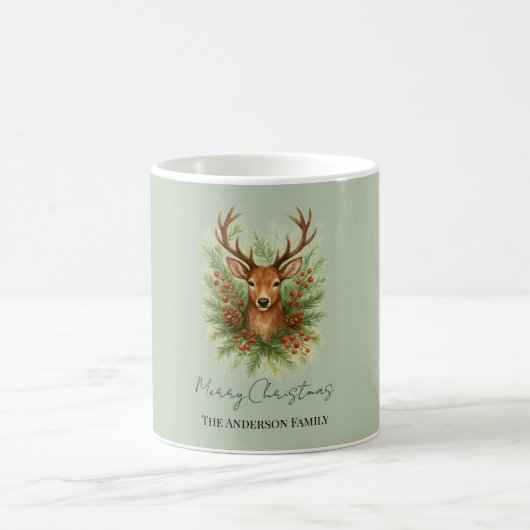 Rustic Woodland Deer Head with Winter Foliage -  Kaffeetasse (Mittel)