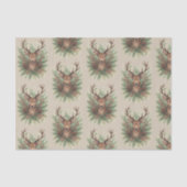 Rustic Woodland Deer Head with Winter Foliage - Seidenpapier (Vorderseite)