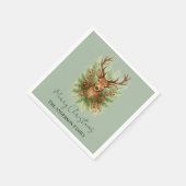 Rustic Woodland Deer Head with Winter Foliage -  Serviette (Ecke)