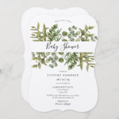 Rustic Woodland Eucalyptus Greenery Baby Shower Einladung (Vorne/Hinten)