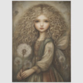 Rustic Woodland Fairy with Dandelions Fantasy Art Seidenpapier (Vorderseite)