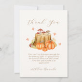 Rustic Woodland Fall Pumpkin Mushroom Baby Dusche Dankeskarte (Vorderseite)