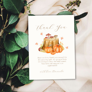 Rustic Woodland Fall Pumpkin Mushroom Baby Dusche Dankeskarte