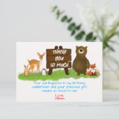 Rustic Woodland Forest Animals Birthday  Dankeskarte (Stehend Vorderseite)