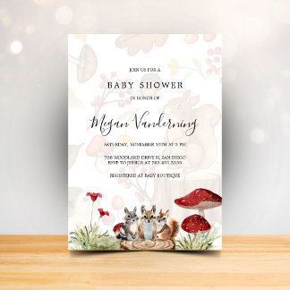 Rustic Woodland Forest Baby Shower Invitation Einladung