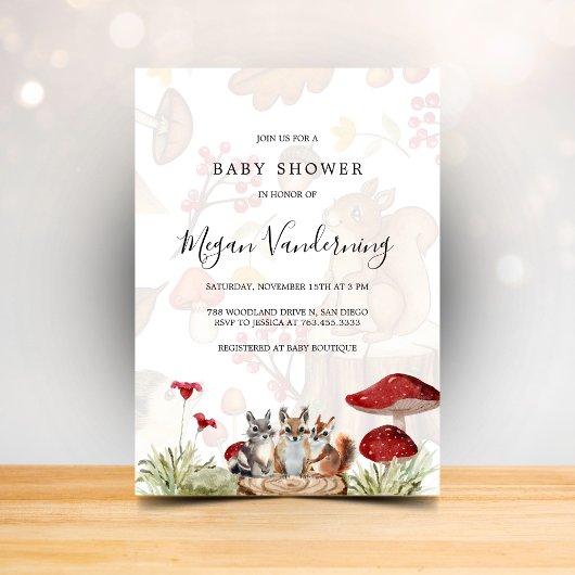Rustic Woodland Forest Baby Shower Invitation Einladung