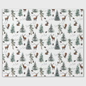 Rustic Woodland Forest Deer/Buck Christmas Geschenkpapier (Flach)