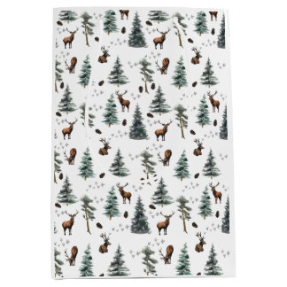 Rustic Woodland Forest Deer/Buck Christmas  Mittlere Geschenktüte