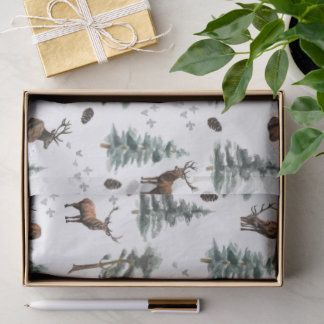 Rustic Woodland Forest Deer/Buck Christmas  Seidenpapier