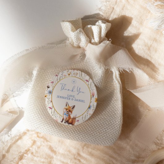 Rustic Woodland Fox Danke Baby Dusche Runder Aufkleber