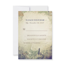 Rustic Woodland Navy Wedding RSVP Card