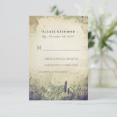 Rustic Woodland Navy Wedding RSVP Card Karte (Stehend Vorderseite)