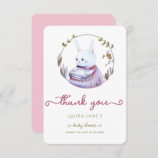 Rustic Woodland Niedliche Kaninchen Babydusche Dan (Vorne/Hinten)