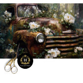 Rustic Woodland Rose Truck Decoupage Seidenpapier