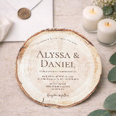 Rustic Woodland Round Wood Slice forest wedding Einladung