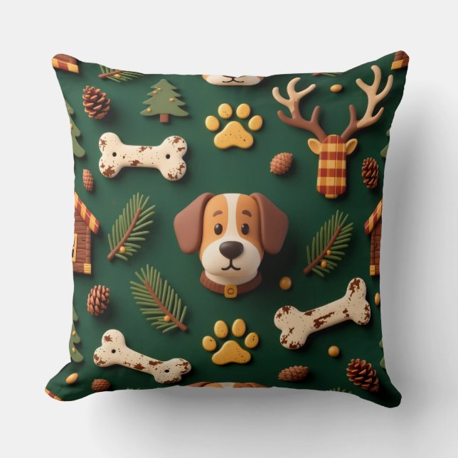 Rustic Woodland Throw Pillow – Cozy Lodge Pet Kissen (Vorderseite)