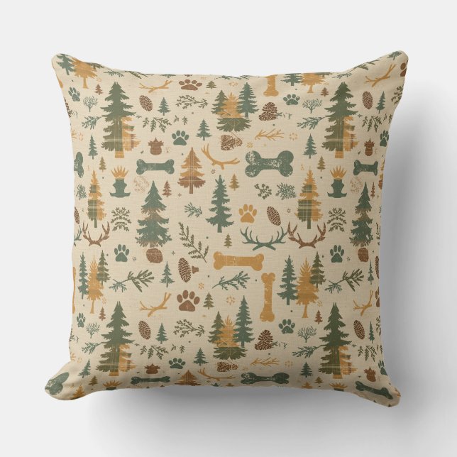 Rustic Woodland Throw Pillow – Lodge‑Inspired Pet Kissen (Vorderseite)