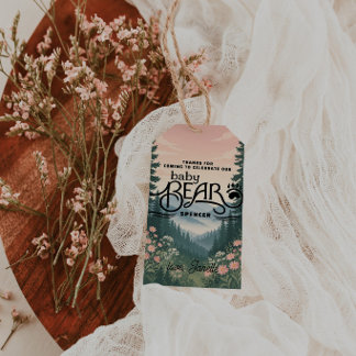 Rustic Woodland Vintage Baby Bear Shower Geschenkanhänger