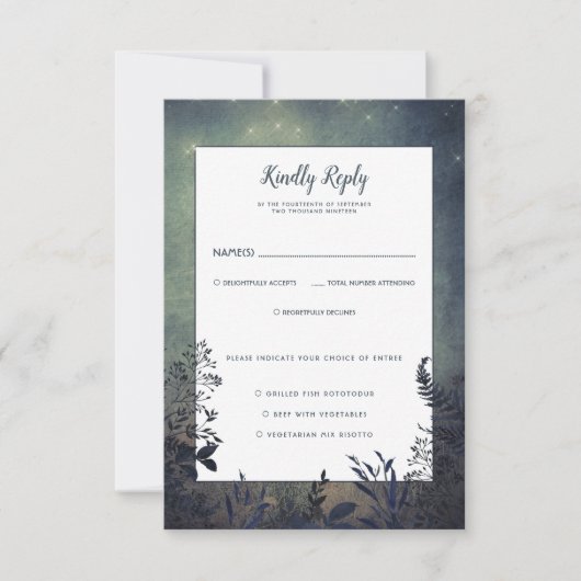 Rustic Woodland Wedding RSVP Karte (Vorderseite)