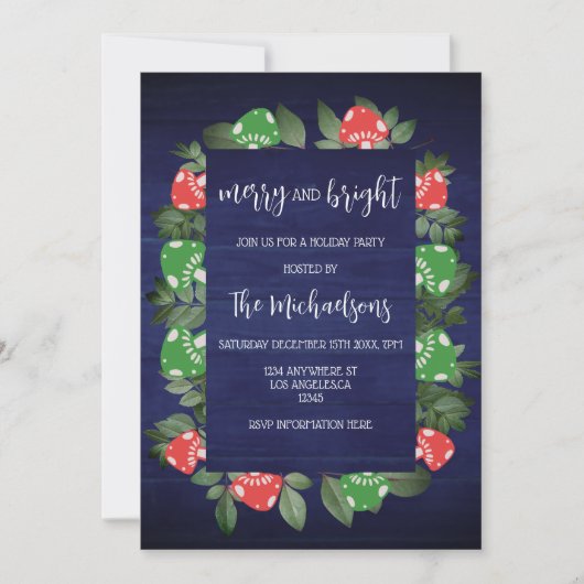 Rustic Woodland Whimsical Mushrooms Christmas Einladung (Vorderseite)