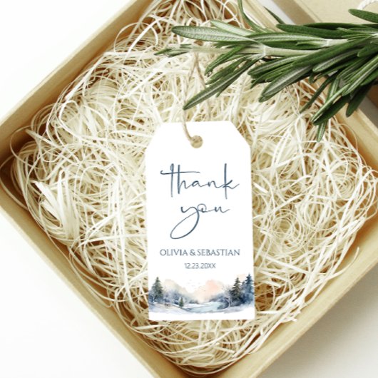 Rustic Woodland Winter Forest Wedding Danke Geschenkanhänger