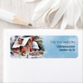 Rustic Woodland Winter House Return Address Label (Insitu)