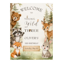 Rustic Woodland Young Wild und Drei 3. Geburtstag 