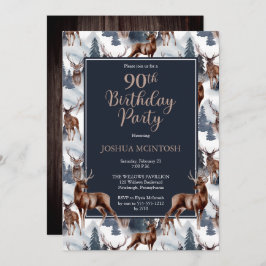 Rustic Woodsy Deer | Forest 90th Birthday Party Einladung