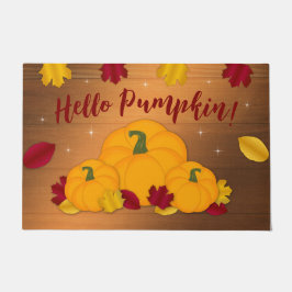 Rustic Woodsy Hello Pumpkin Herbstlaubs Fußmatte