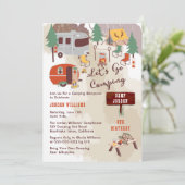 Rustic Woodsy Lasse Go Camping Boy Birthday Party Einladung (Stehend Vorderseite)
