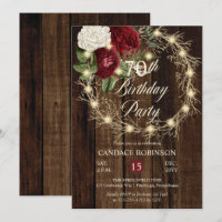 Rustic Woodsy Lighted Wreath 70. Geburtstagsparty