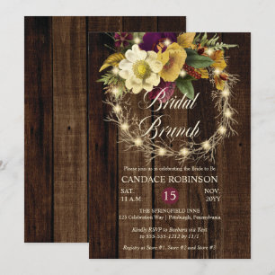 Rustic Woodsy Lighted Wreath Bridal Brunch Einladu Einladung