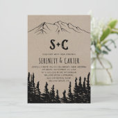Rustic Woodsy Mountain Monogram Wedding Einladung (Stehend Vorderseite)