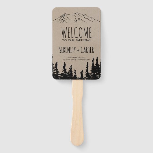 Rustic Woodsy Mountain Wedding Program Fächer (Vorderseite)