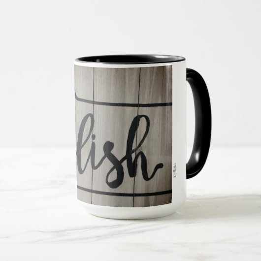 Rustic Woodtone DELISH Word Art Tasse (VorderseiteRechts)