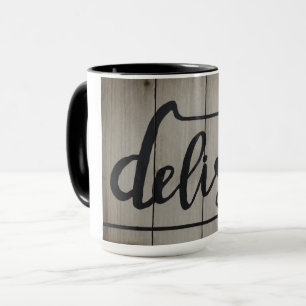 Rustic Woodtone DELISH Word Art Tasse