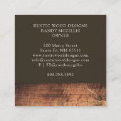 Rustic Woodworker Carpenter Wood Business Card Quadratische Visitenkarte (Rückseite)