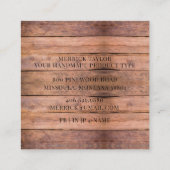 Rustic Woodworker Wood Quadratische Visitenkarte (Rückseite)