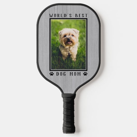Rustic World's Best Dog Mom Custom Photo Pickleball Schläger (Vorderseite)