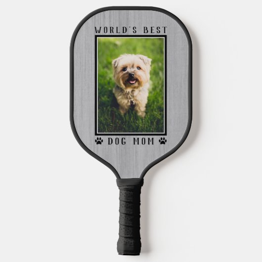 Rustic World's Best Dog Mom Custom Photo Pickleball Schläger (Rückseite)