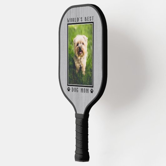 Rustic World's Best Dog Mom Custom Photo Pickleball Schläger (Links)